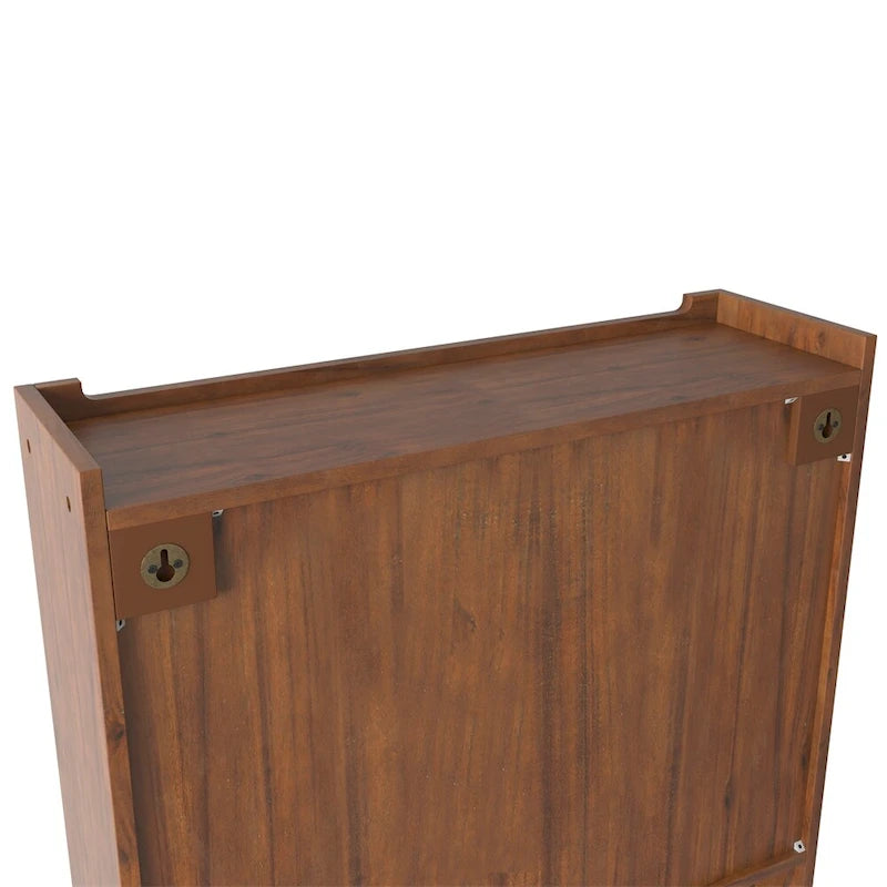 24.8Glass Door Vintage Double Door Wall Cabinet with Three Tiers