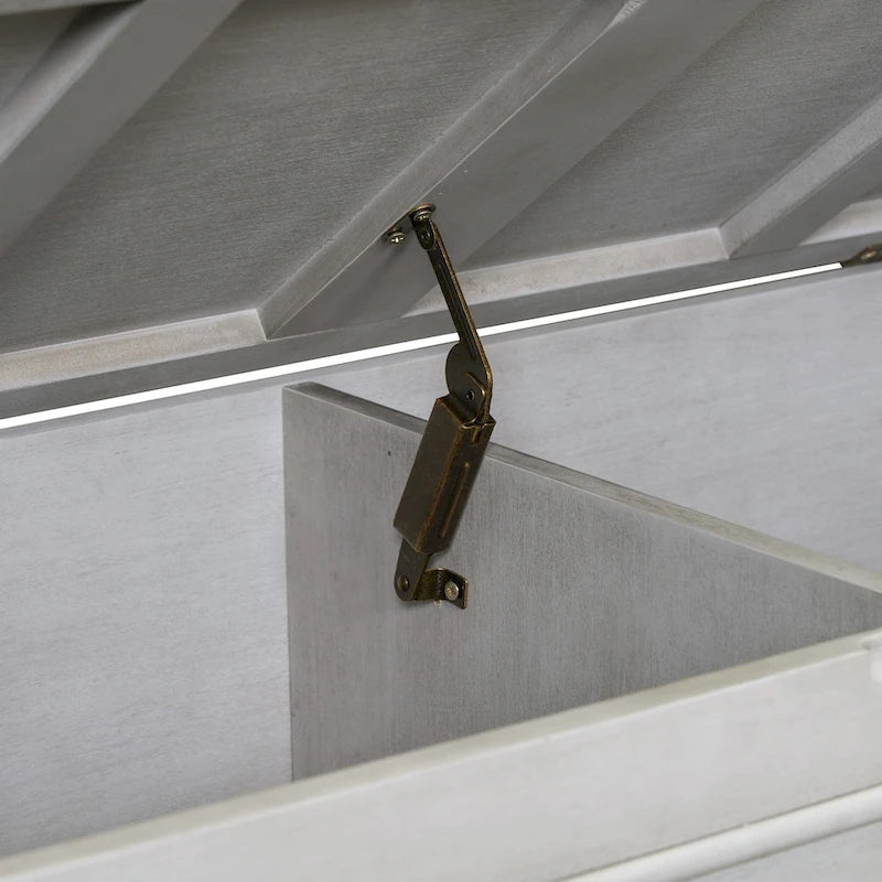 Rustic Style Solid Wood Entryway Multifunctional Storage Bench with Safety Hinge