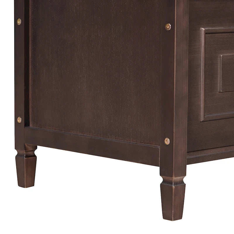 Rustic Style Solid Wood Entryway Multifunctional Storage Bench with Safety Hinge