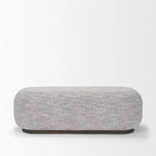 Gray Fabric & Dark Brown Wood Oblong Bench