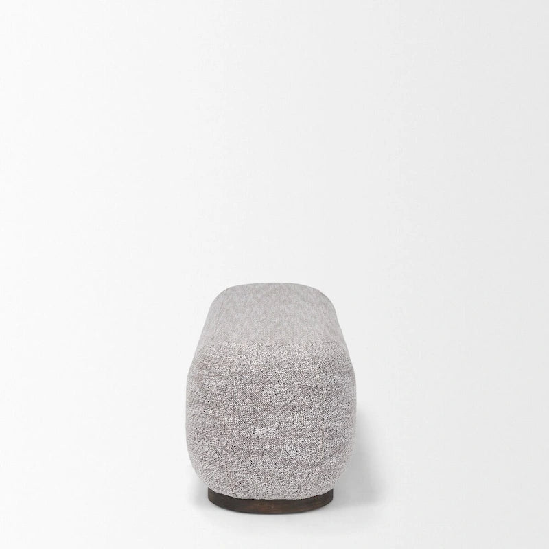 Gray Fabric & Dark Brown Wood Oblong Bench