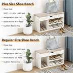 Shoe Storage Bench with Cover 2-Tier 39 Inches - 11.81D x 39.4W x 17H