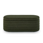 Modern Oval Storage Ottoman Bench, Boucle Teddy Fabric, End of Bed Stool with Safety Hinge