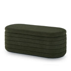 Modern Oval Storage Ottoman Bench, Boucle Teddy Fabric, End of Bed Stool with Safety Hinge