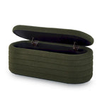 Modern Oval Storage Ottoman Bench, Boucle Teddy Fabric, End of Bed Stool with Safety Hinge
