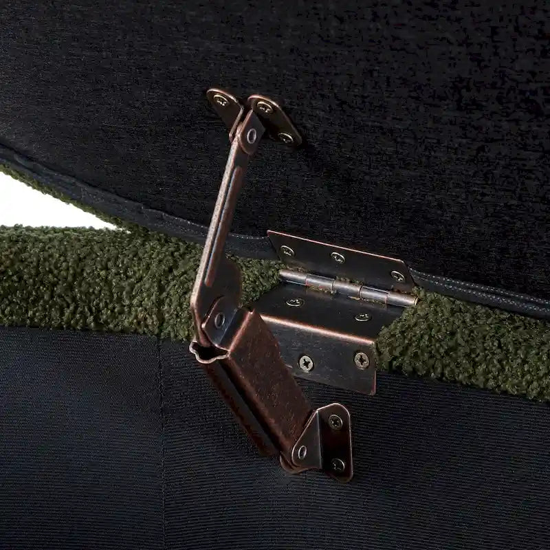 Modern Oval Storage Ottoman Bench, Boucle Teddy Fabric, End of Bed Stool with Safety Hinge