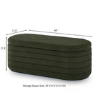 Modern Oval Storage Ottoman Bench, Boucle Teddy Fabric, End of Bed Stool with Safety Hinge