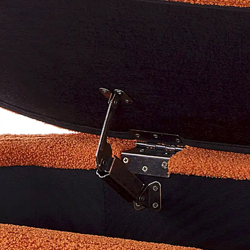 Modern Oval Storage Ottoman Bench, Boucle Teddy Fabric, End of Bed Stool with Safety Hinge