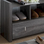Shoe Entry Bench with Three Shelves, One Drawer with Divided Compartment