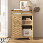 Coffee Bar Cabinet, Modern Farmhouse Buffet Sideboard with Drawer and Adjustable Shelf, Barn Door Storage Cabinet