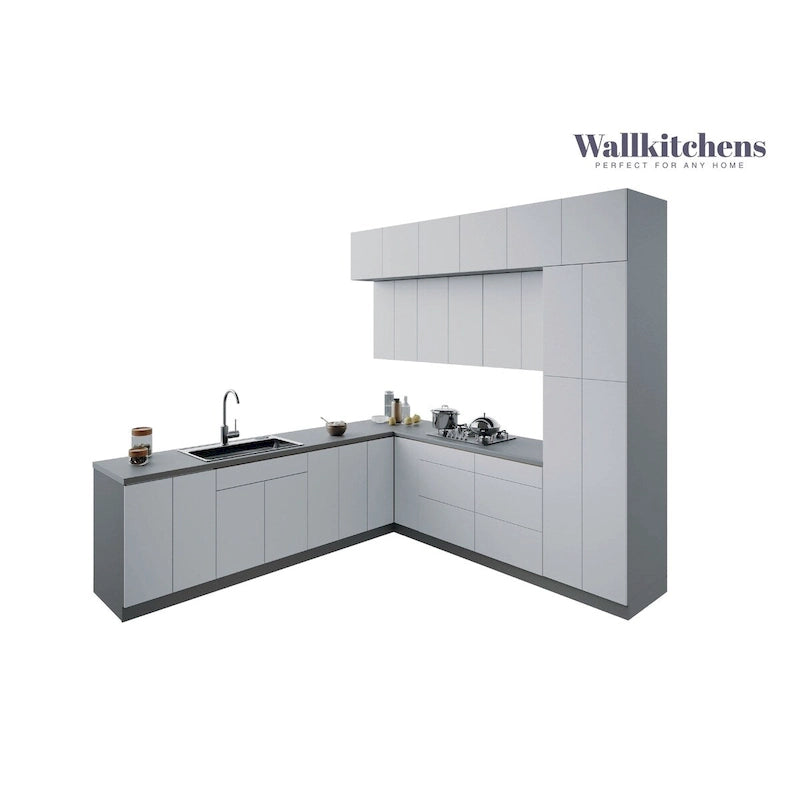 Kitchen Cabinet, White Gloss, 9Ft Wide