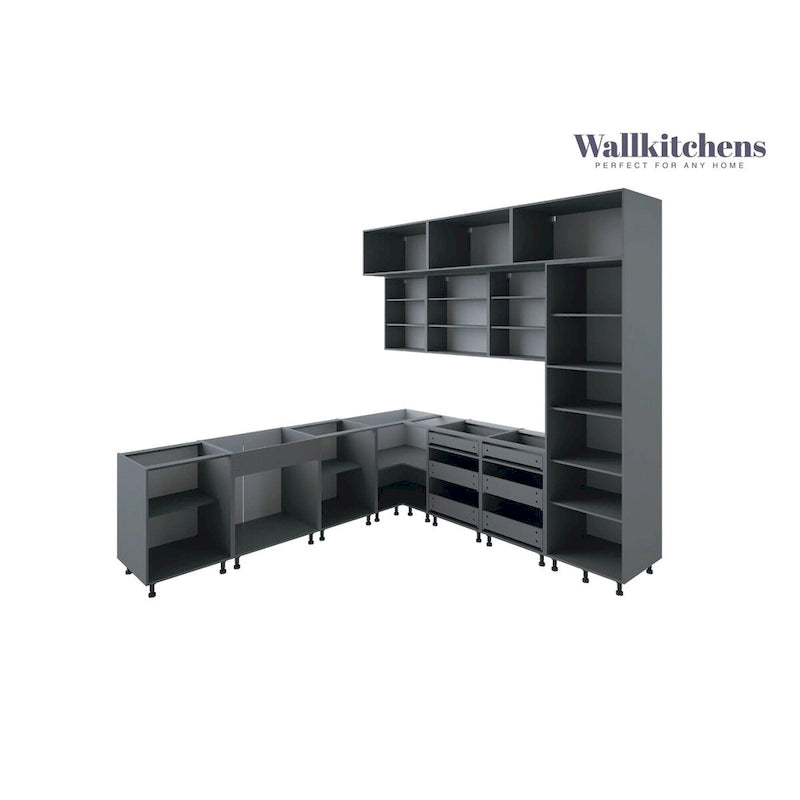 Kitchen Cabinet, White Gloss, 9Ft Wide