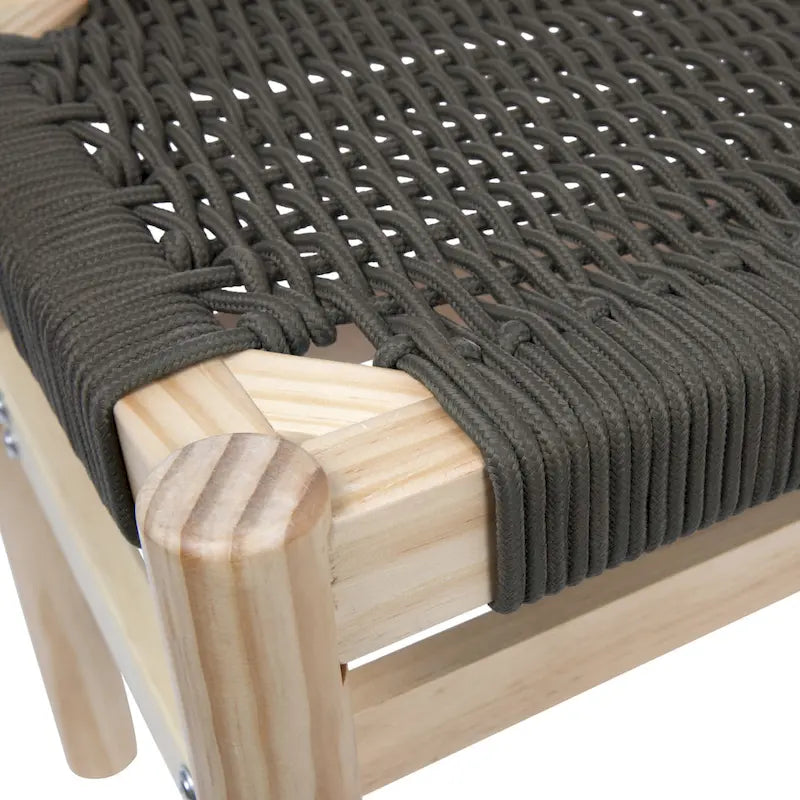 Solid Wood and Woven Rope Entryway Bench, 43.3L x 15.0W x 18.0H