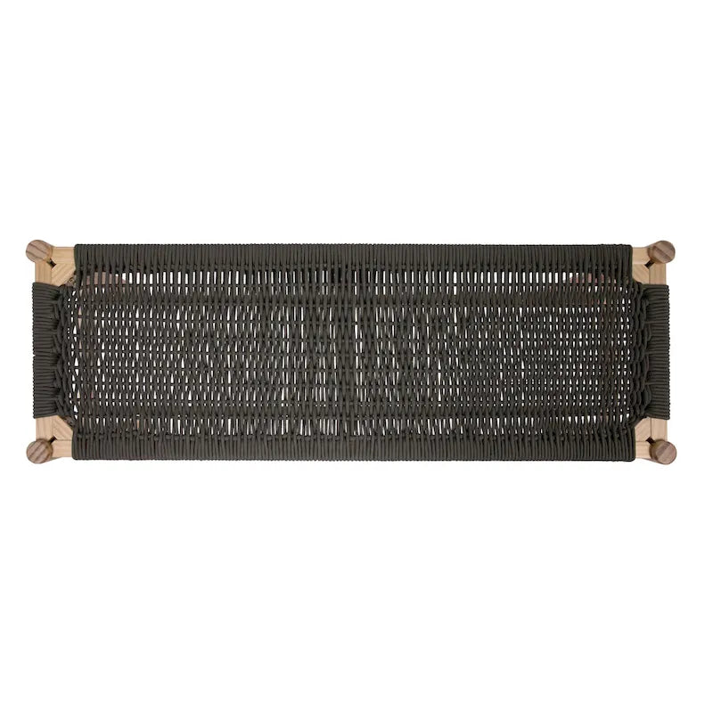 Solid Wood and Woven Rope Entryway Bench, 43.3L x 15.0W x 18.0H