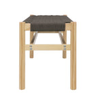 Solid Wood and Woven Rope Entryway Bench, 43.3L x 15.0W x 18.0H