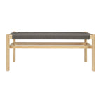 Solid Wood and Woven Rope Entryway Bench, 43.3L x 15.0W x 18.0H