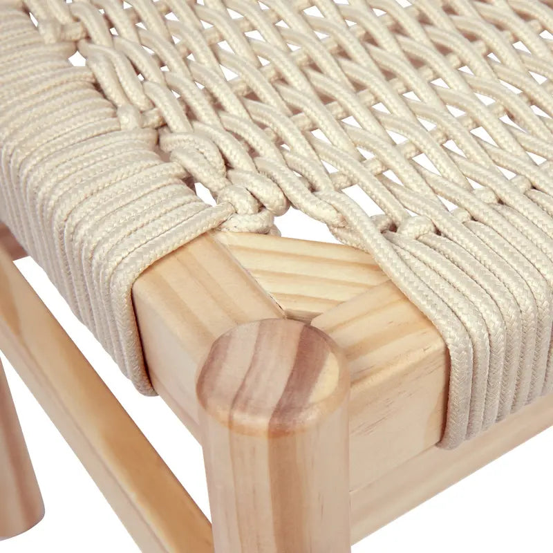Solid Wood and Woven Rope Entryway Bench, 43.3L x 15.0W x 18.0H
