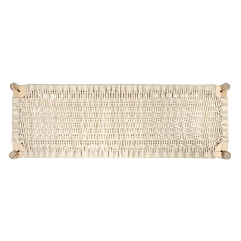 Solid Wood and Woven Rope Entryway Bench, 43.3L x 15.0W x 18.0H
