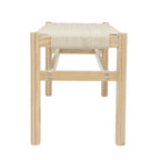 Solid Wood and Woven Rope Entryway Bench, 43.3L x 15.0W x 18.0H