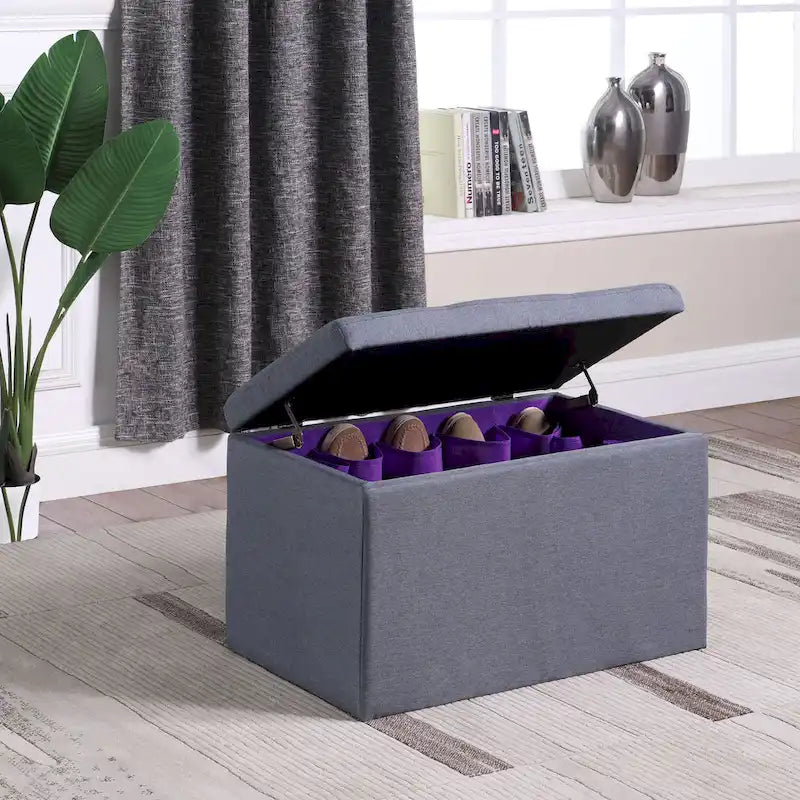 18.5 in Grey Tufted Storage Bench