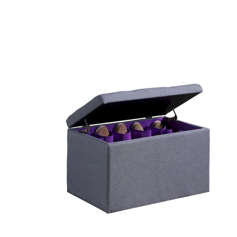 18.5 in Grey Tufted Storage Bench