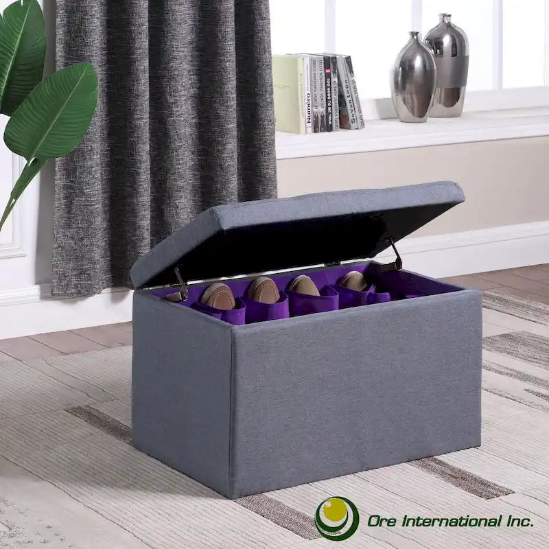 18.5 in Grey Tufted Storage Bench