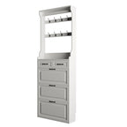 New Shoe Cabinet with 3 Doors 2 Drawers with Hanger,PVC Door With Shape,Large Space for Storage