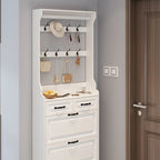 New Shoe Cabinet with 3 Doors 2 Drawers with Hanger,PVC Door With Shape,Large Space for Storage