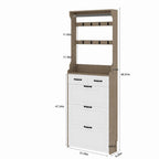 New Shoe Cabinet with 3 Doors 2 Drawers with Hanger,PVC Door With Shape,Large Space for Storage