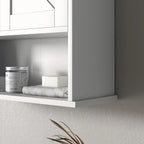 Bathroom Wall Cabinet, Wall Mounted Medicine Cabinet with Open Shelf & Adjustable Shelf, White
