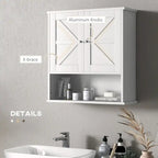 Bathroom Wall Cabinet, Wall Mounted Medicine Cabinet with Open Shelf & Adjustable Shelf, White