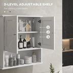 Bathroom Wall Cabinet, Wall Mounted Medicine Cabinet with Open Shelf & Adjustable Shelf, White