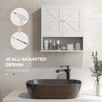 Bathroom Wall Cabinet, Wall Mounted Medicine Cabinet with Open Shelf & Adjustable Shelf, White