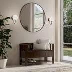 Solid Wood 48" Wide Transitional Entryway Storage Bench, Brunette Brown, 17D x 48W x 27.2H