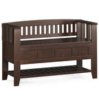 Solid Wood 48" Wide Transitional Entryway Storage Bench, Brunette Brown, 17D x 48W x 27.2H