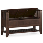 Solid Wood 48" Wide Transitional Entryway Storage Bench, Brunette Brown, 17D x 48W x 27.2H