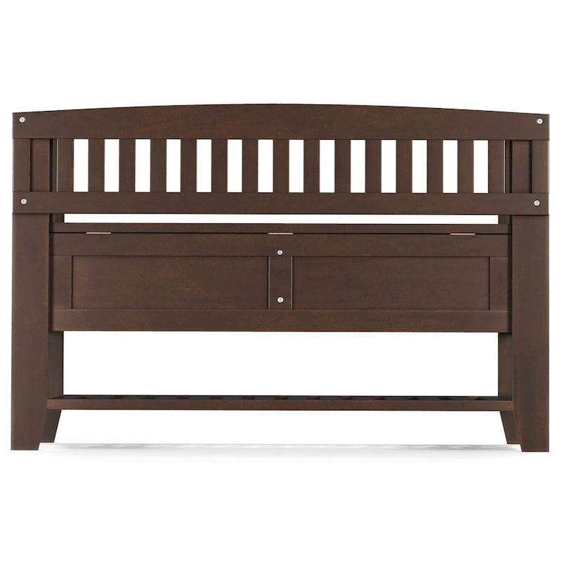 Solid Wood 48" Wide Transitional Entryway Storage Bench, Brunette Brown, 17D x 48W x 27.2H