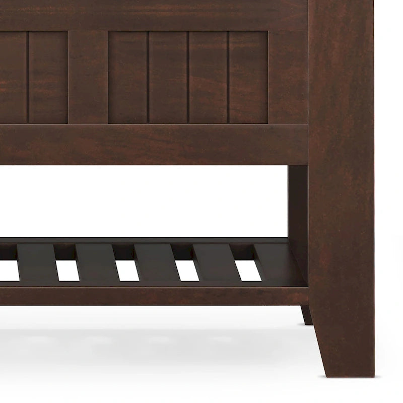 Solid Wood 48" Wide Transitional Entryway Storage Bench, Brunette Brown, 17D x 48W x 27.2H