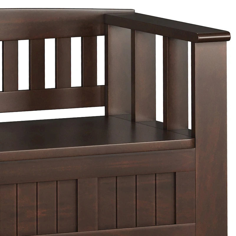 Solid Wood 48" Wide Transitional Entryway Storage Bench, Brunette Brown, 17D x 48W x 27.2H
