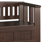 Solid Wood 48" Wide Transitional Entryway Storage Bench, Brunette Brown, 17D x 48W x 27.2H