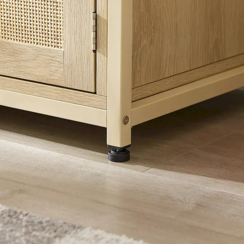 Rattan bookshelf 5 tiers Bookcases Storage Rack with cabinet