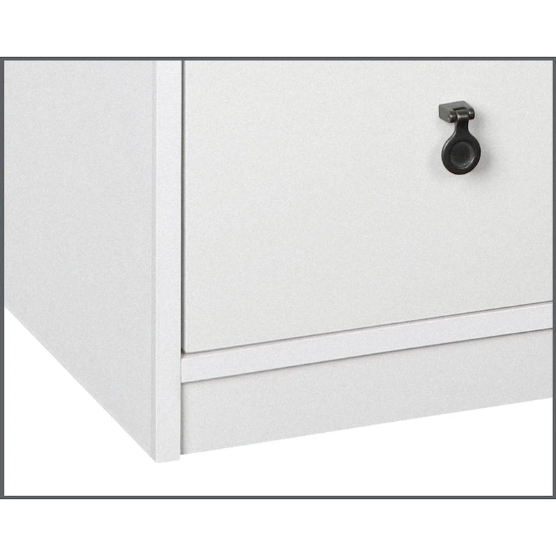 Gray Oak Top and White Finish 3-Drawer Cabinet