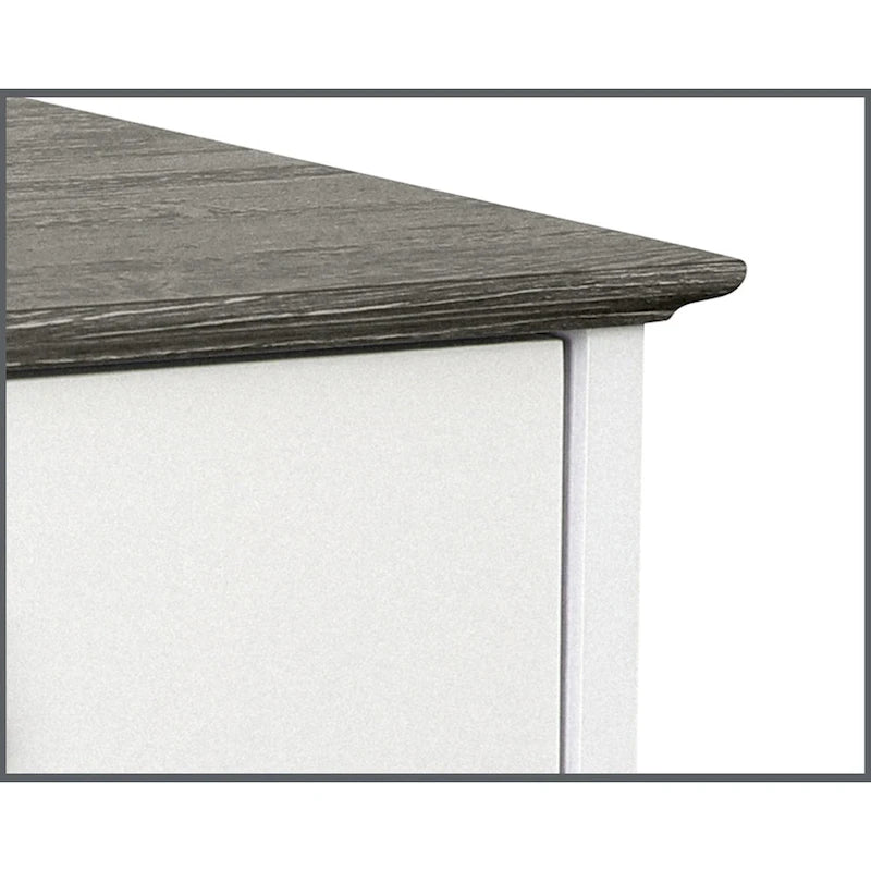 Gray Oak Top and White Finish 3-Drawer Cabinet