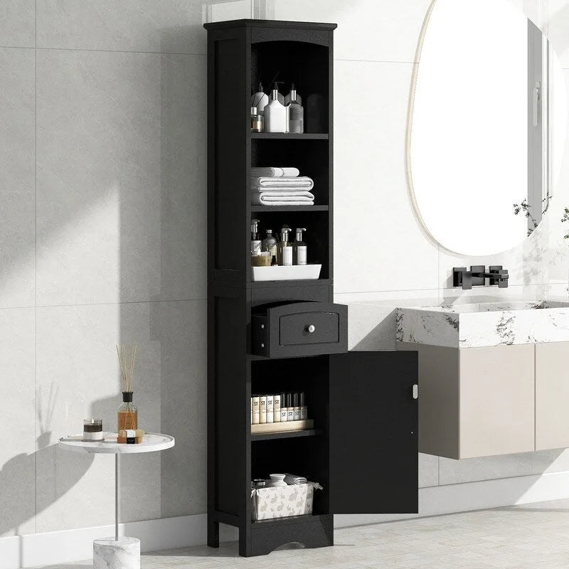 Freestanding Bathroom Storage Cabinet with Drawer, Adjustable Shelf