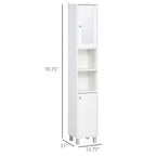 Tall Bathroom Storage Cabinet with Mirror,Wooden Freestanding Tower Cabinet with Adjustable Shelves