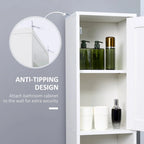 Tall Bathroom Storage Cabinet with Mirror,Wooden Freestanding Tower Cabinet with Adjustable Shelves