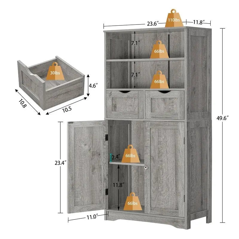 Tall Storage Cabinet - 11.8D x 23.6W x 49.2H