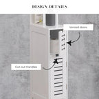 Slim Bathroom Storage Cabinet with Open Shelves and Two Doors, White, 51.4H x 7.2L x 12W