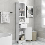 67 Tall Bathroom Storage Cabinet, Modern Narrow Display Cupboard Stand with Drawer and Adjustable Shelf