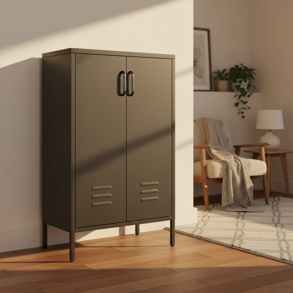 2 Door Miscellaneous Storage Cabinet,Garage Tool Cabinet,Office File Cabinet 2 Movable Partitions